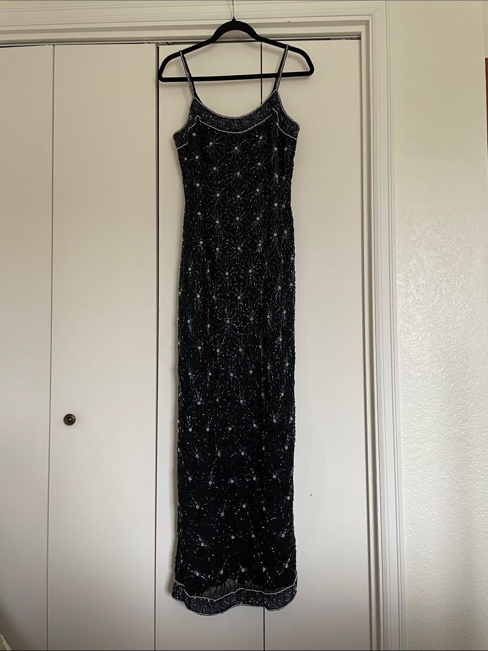 Vintage Papell Boutique Silk Fully Beaded Maxi Dress
